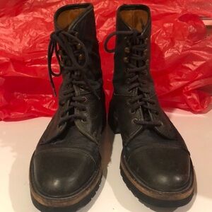 Cole Haan Black Leather Combat Boots